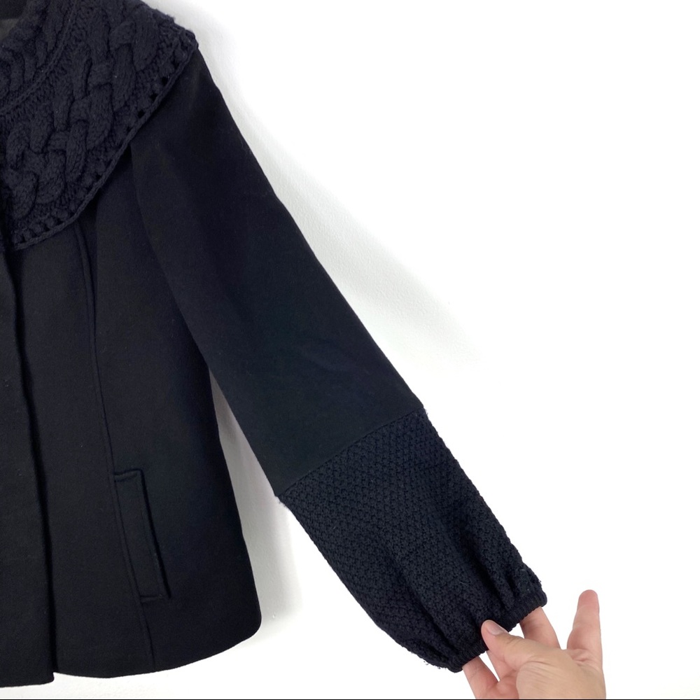 Elie Tahari Black Wool Knit Upper Coat Size Small - Picture 5 of 8